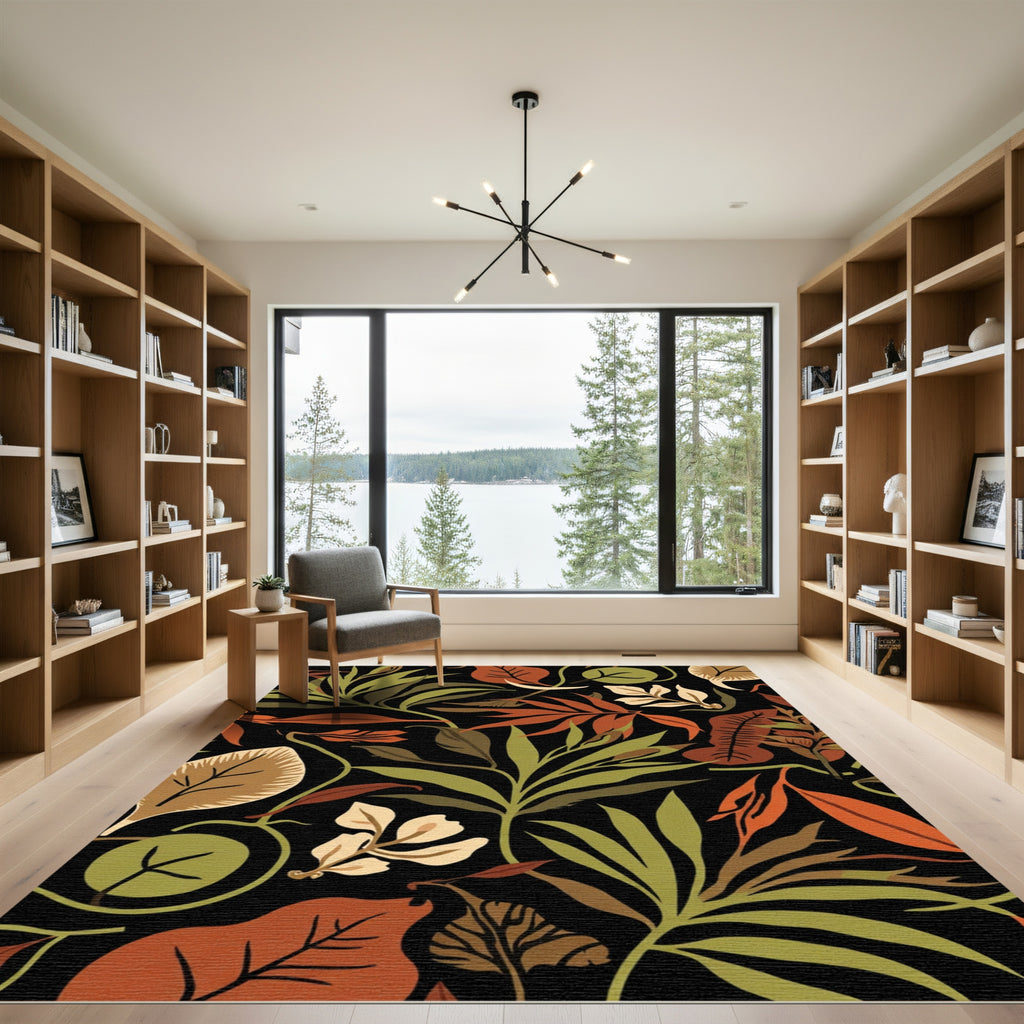 Earthy Autumn Foliage Pattern Rug