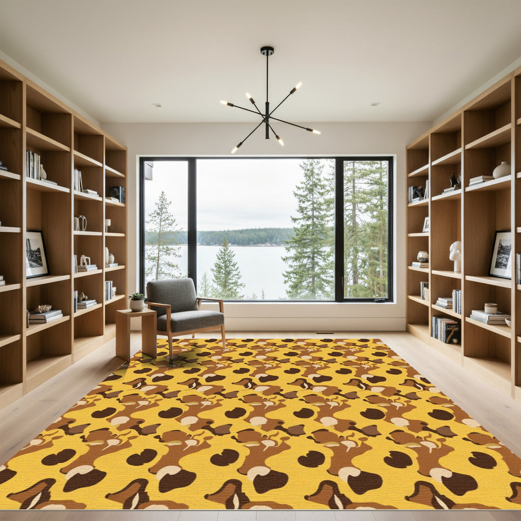 Brown And Gold Abstract Camouflage Rug