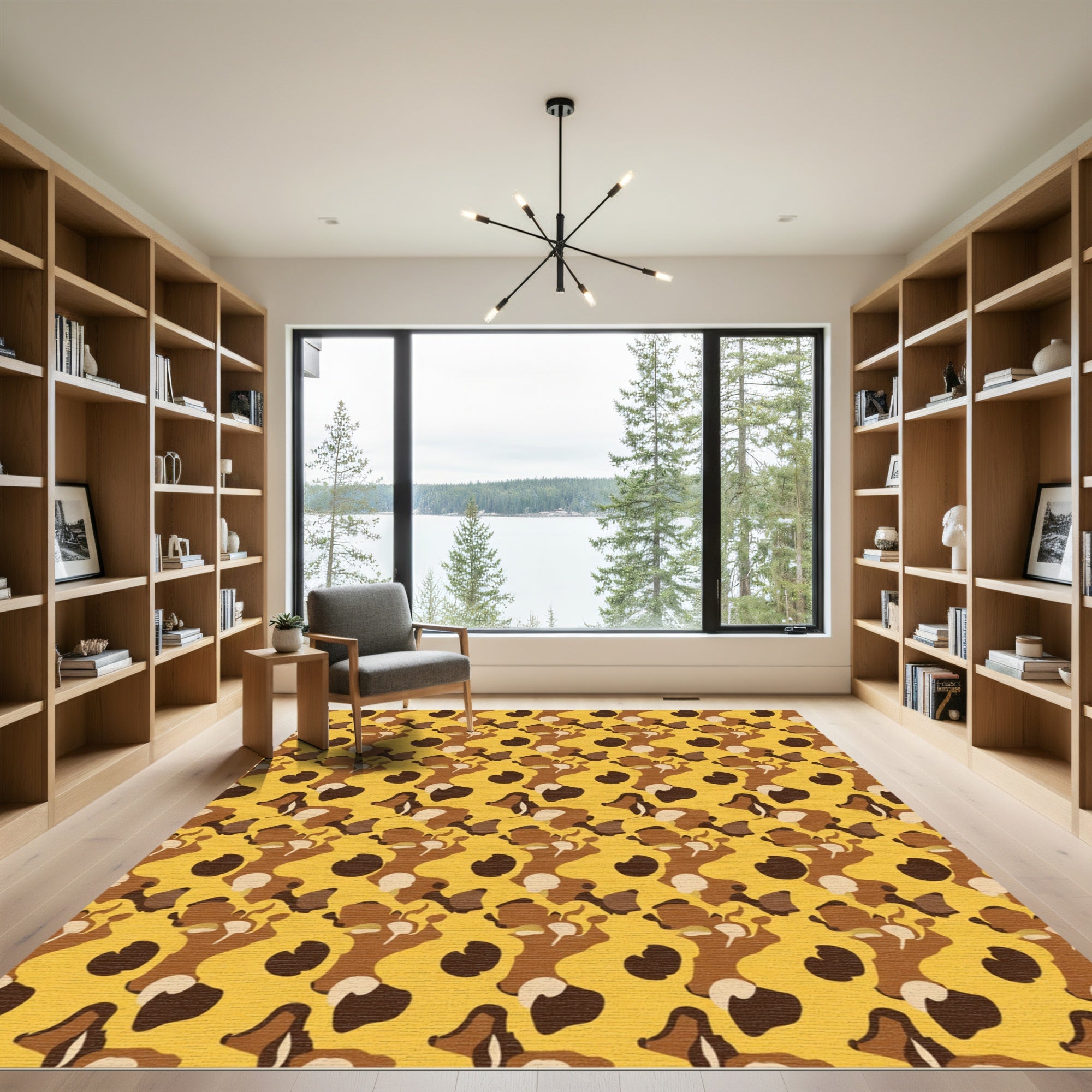 Brown And Gold Abstract Camouflage Rug