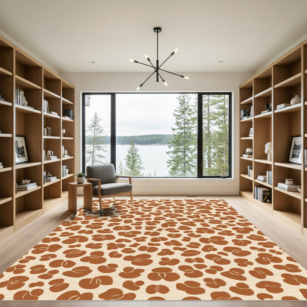 Terracotta Brown Abstract Spots Rug