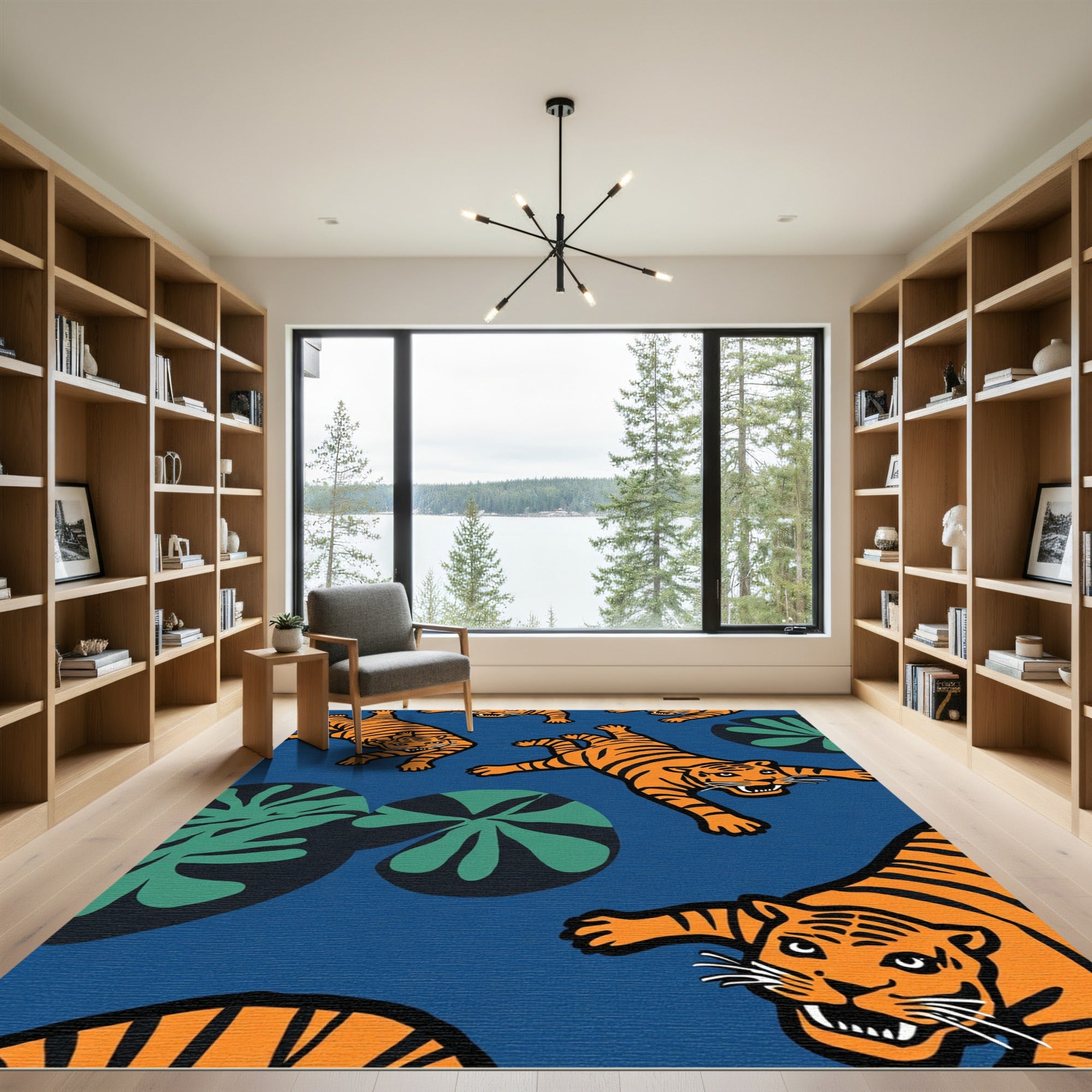 Bold Orange Tiger Lily Pond Rug