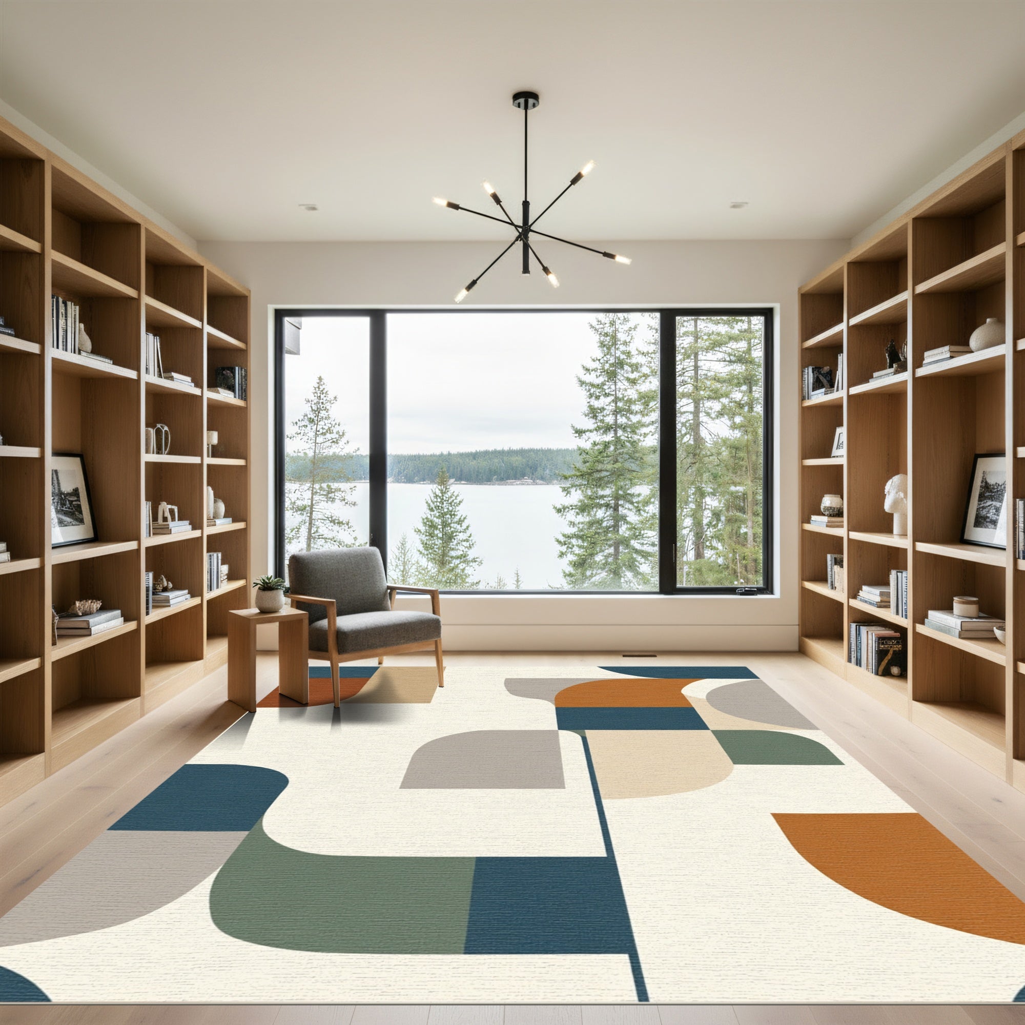 Mid-Century Modern Geometric Blocks Rug