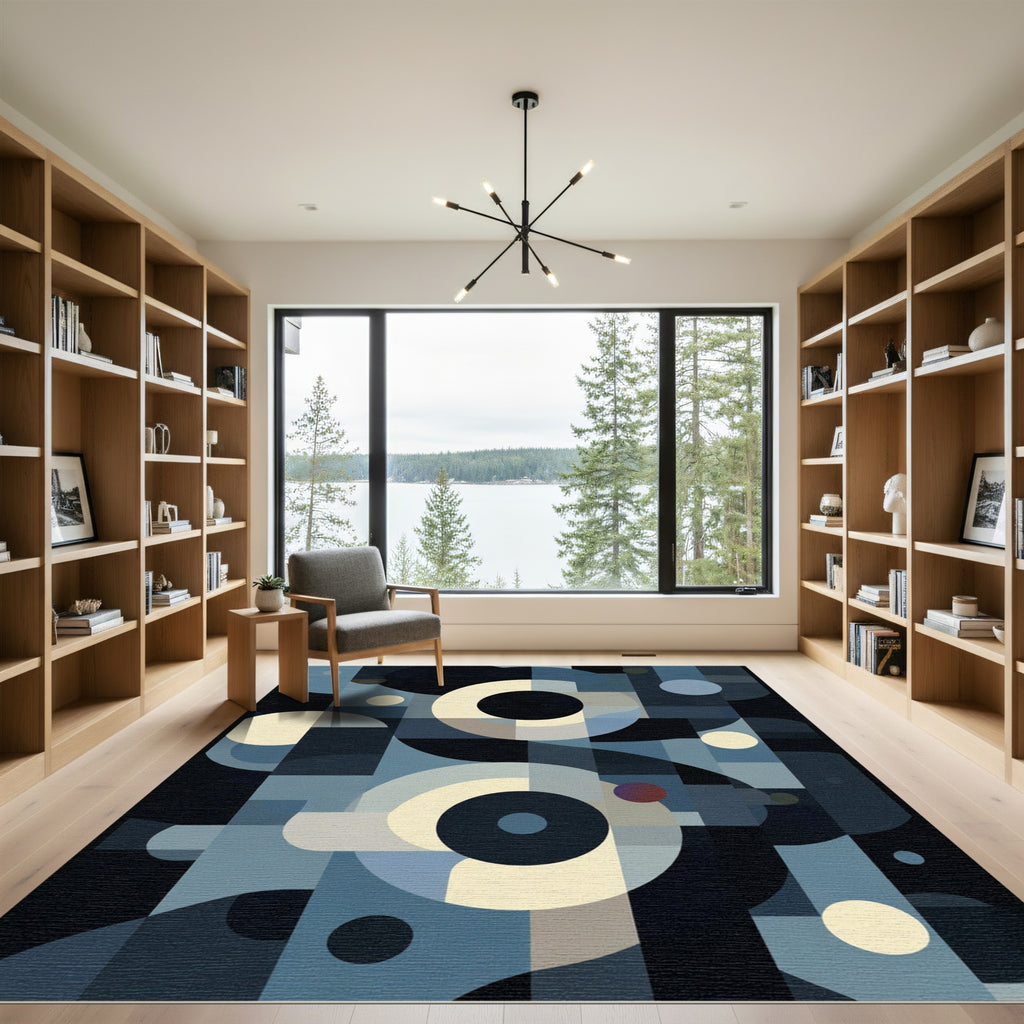 Abstract Geometric Circles and Squares Rug
