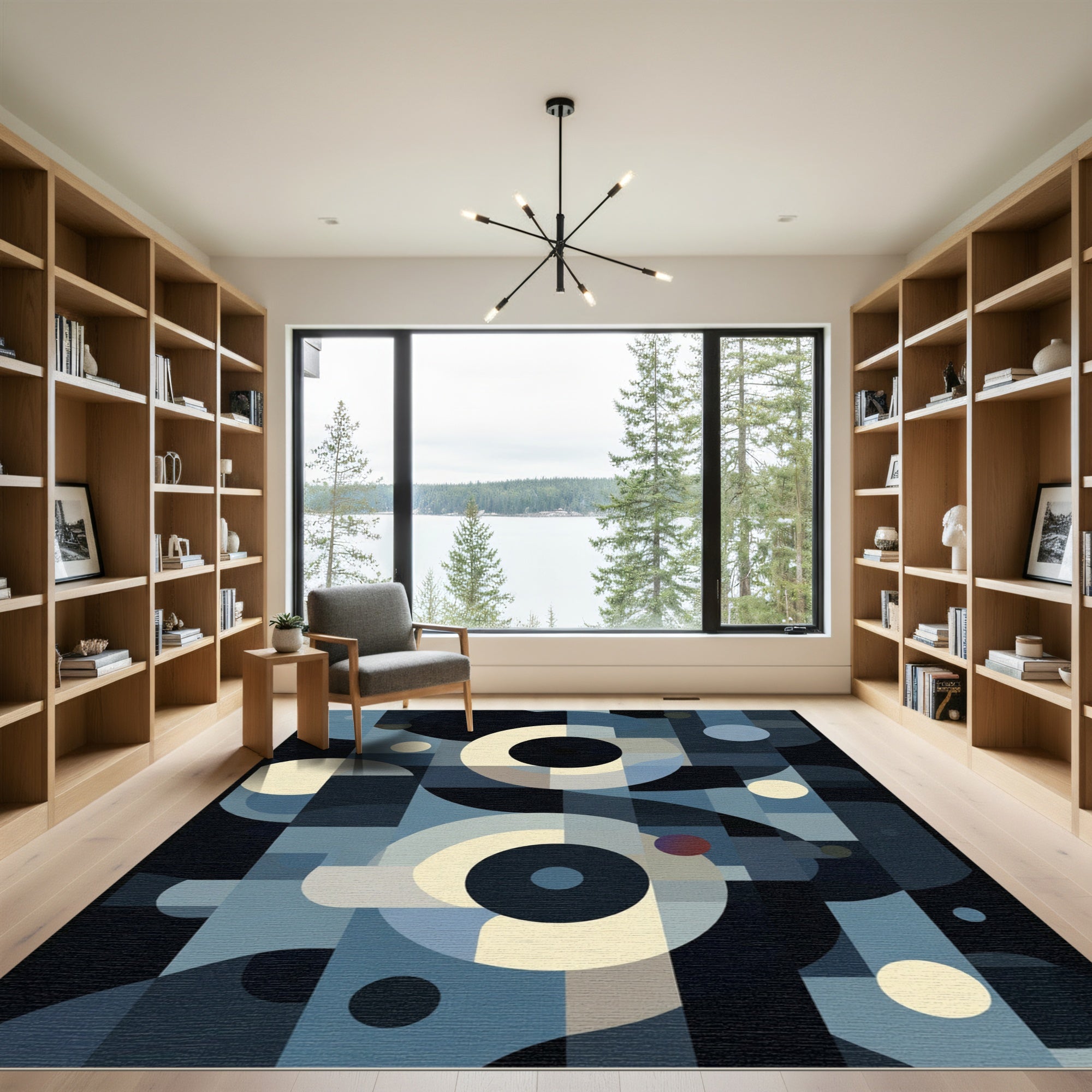 Abstract Geometric Circles and Squares Rug