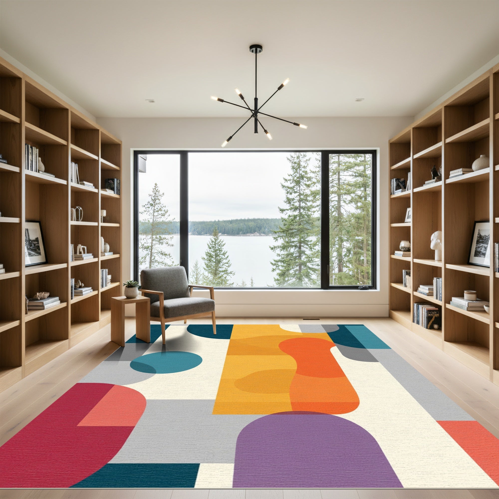 Mid Century Modern Geometric Shapes Rug
