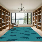 Teal Bear Silhouette Repeat Rug