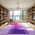 Modern Pink Purple Geometric Blocks Rug