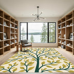 Deep Green Tree Branch Leaf Rug