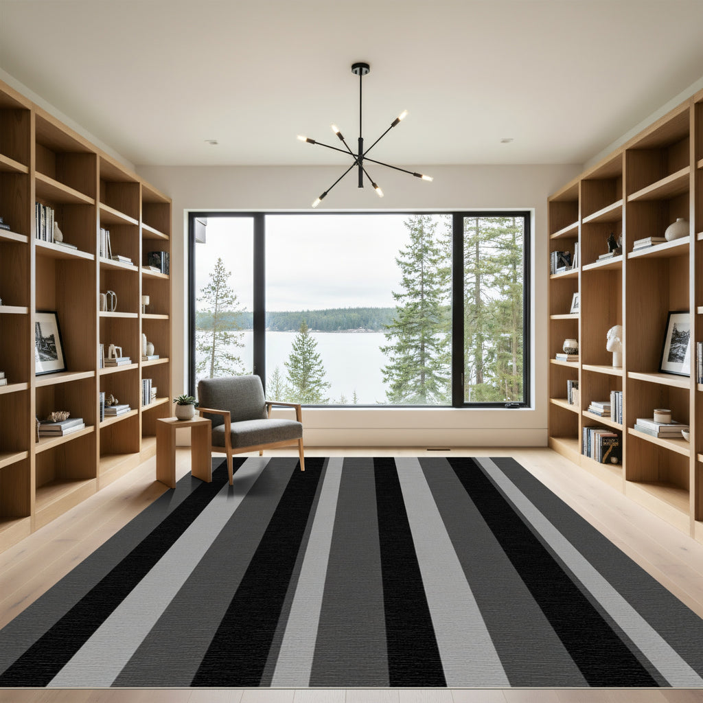 Monochrome Vertical Stripe Texture Rug