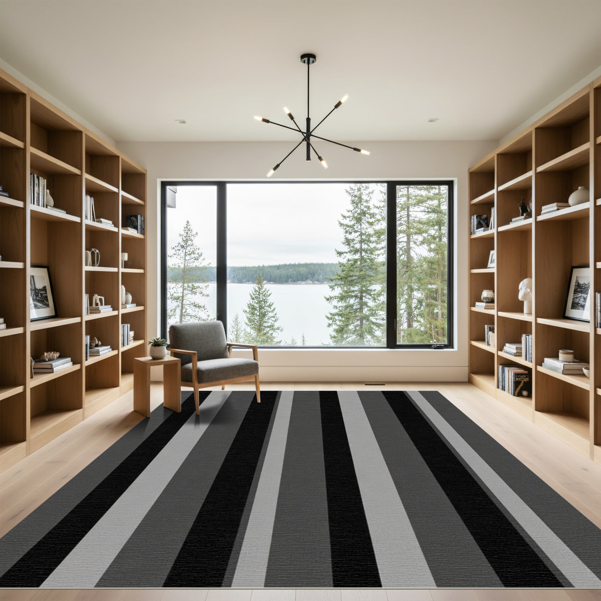 Monochrome Vertical Stripe Texture Rug