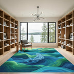 Blue Octopus Among Emerald Waves Rug