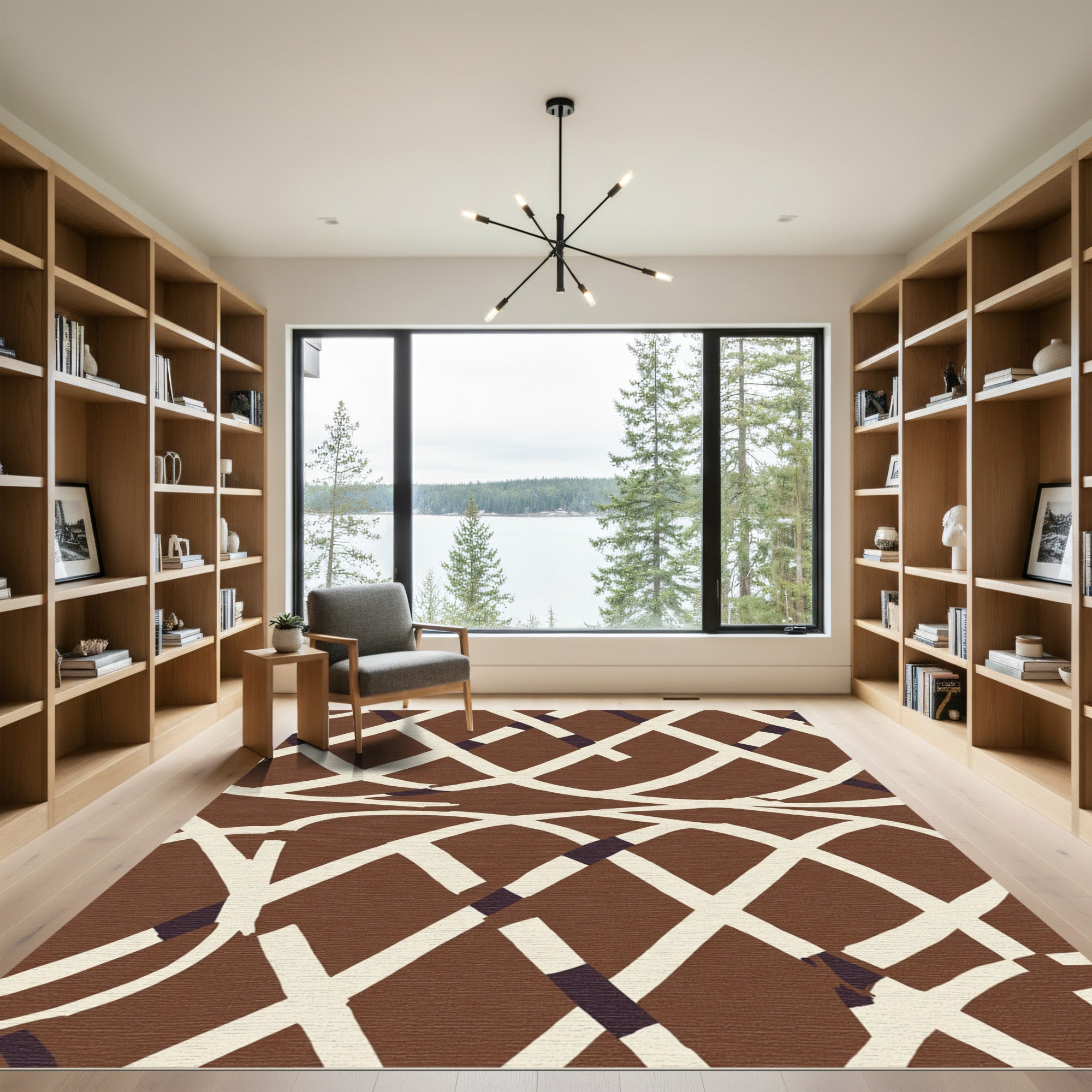 Brown and Cream Woven Abstract Rug