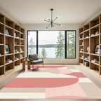 Soft Pink Abstract Organic Shapes Rug
