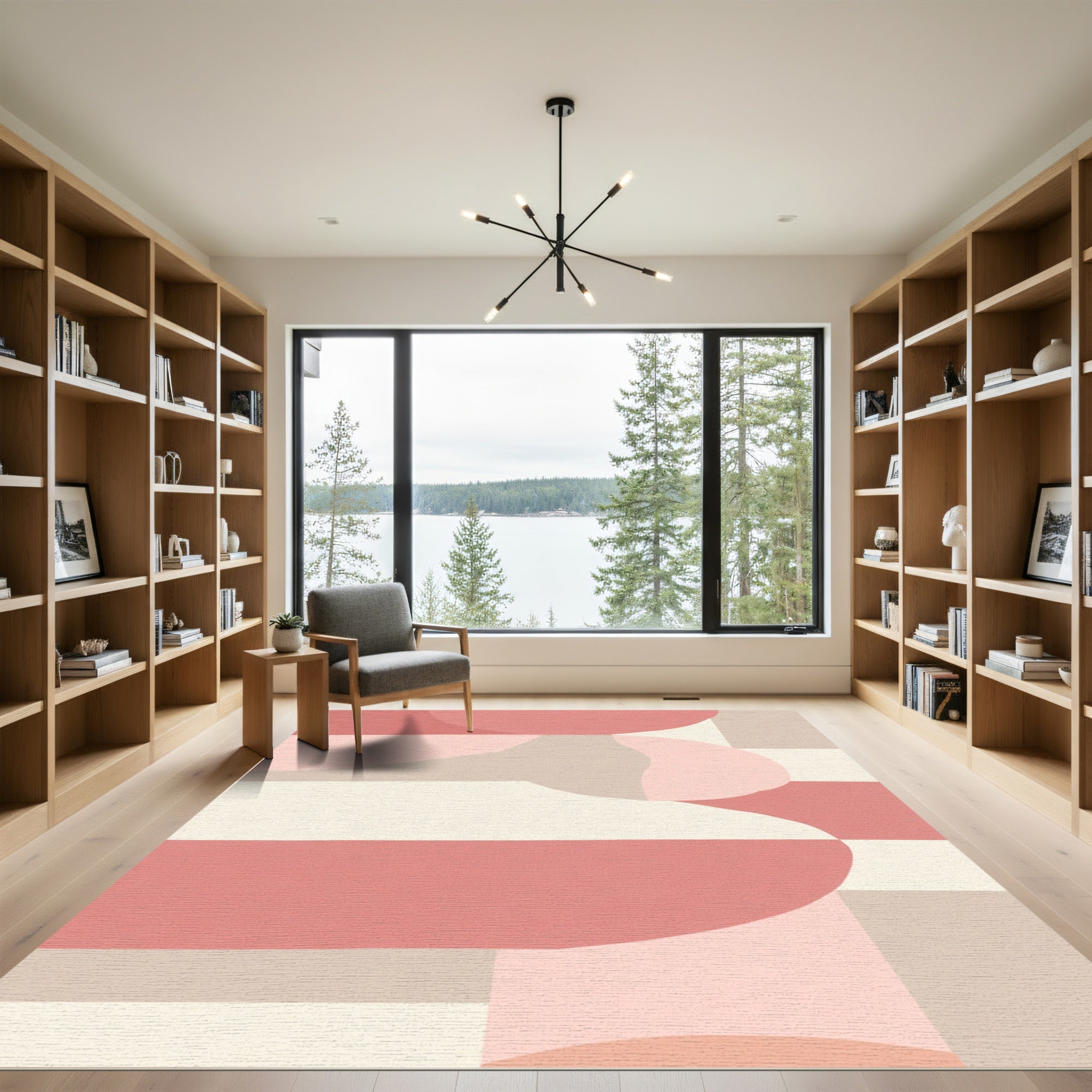 Soft Pink Abstract Organic Shapes Rug