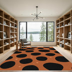 Orange Black Spotty Polka Dot Rug