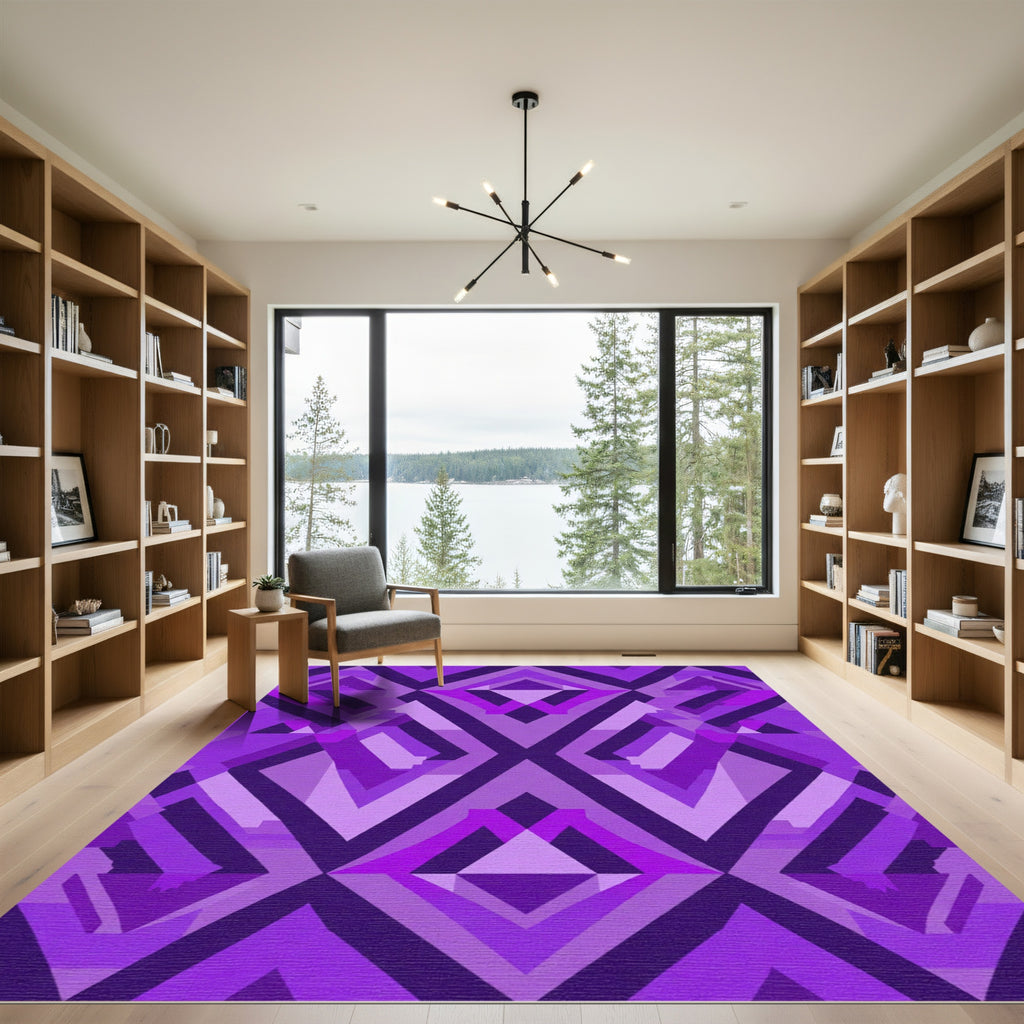Vibrant Purple Geometric Diamond Rug