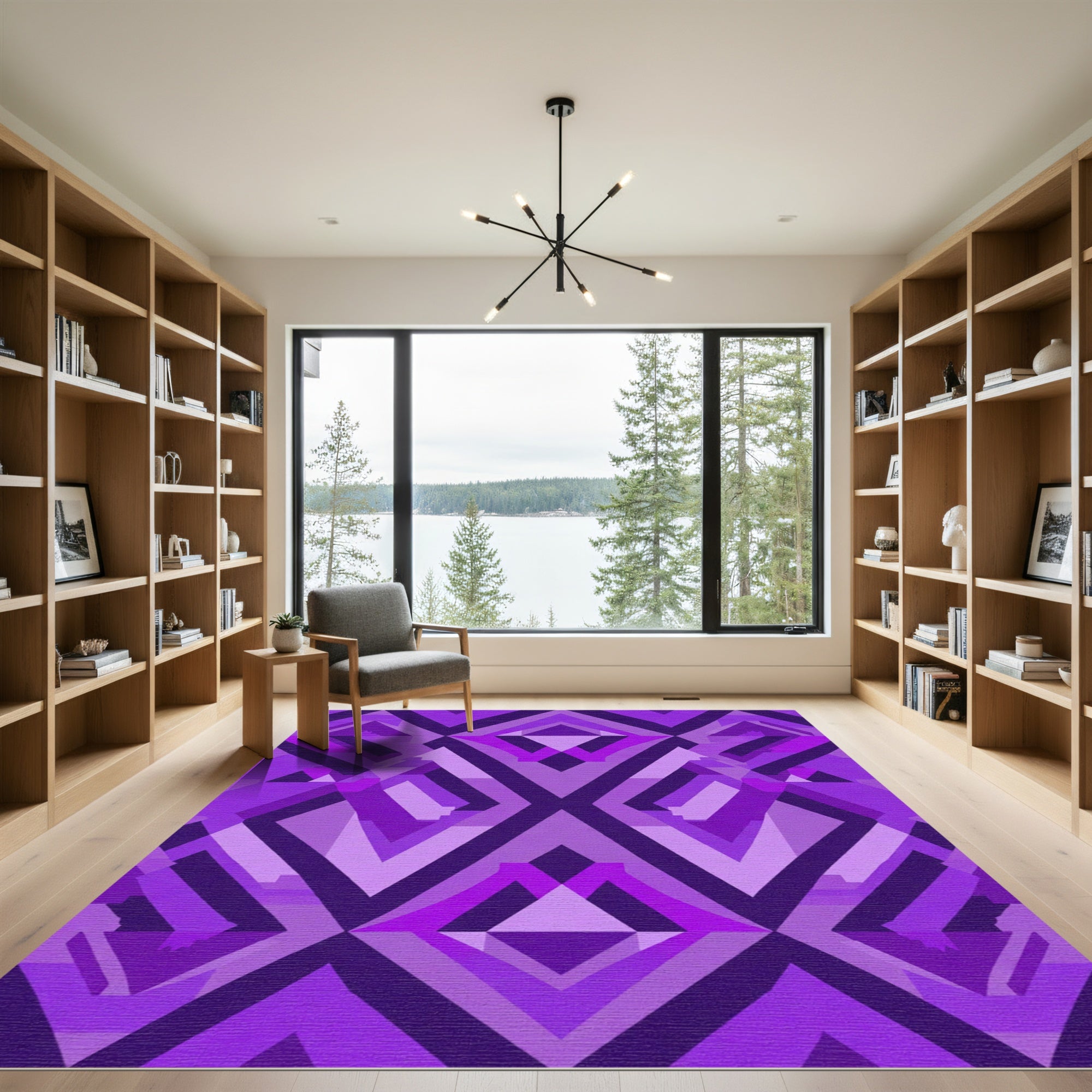 Vibrant Purple Geometric Diamond Rug