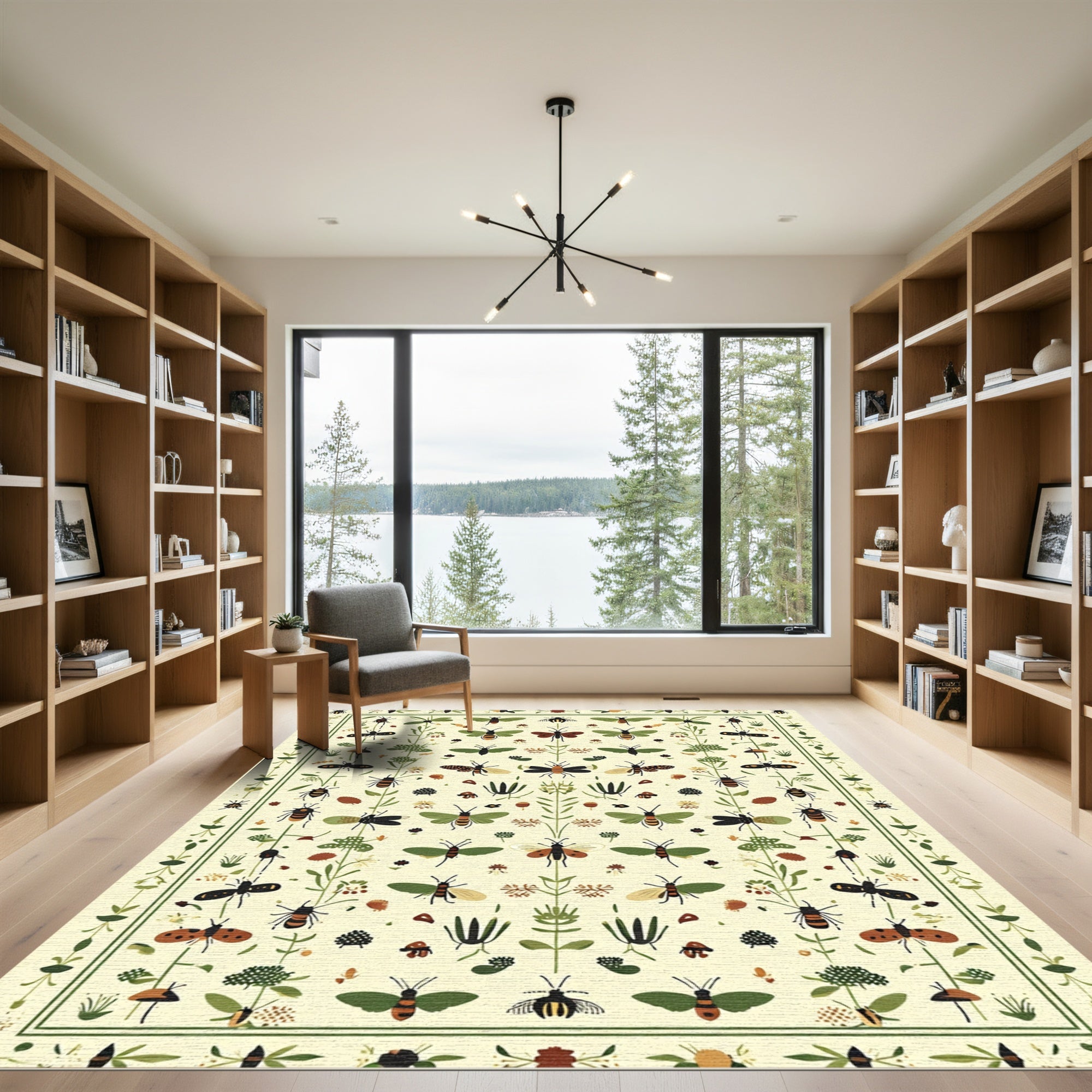 Whimsical Garden Insect Botanical Banner Rug