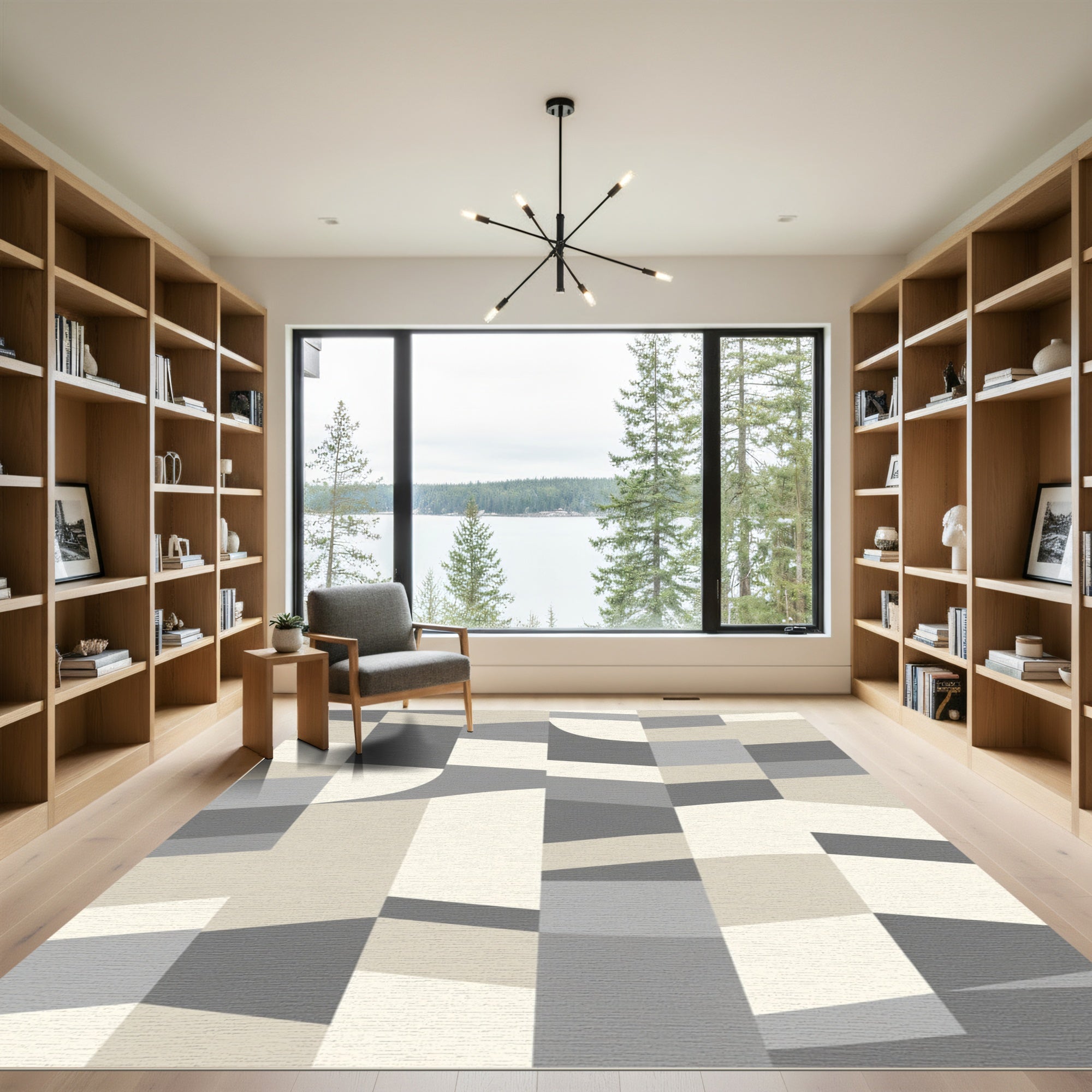 Modern Geometric Terracotta Shapes Rug