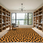 Orange Black Spotted Animal Print Rug