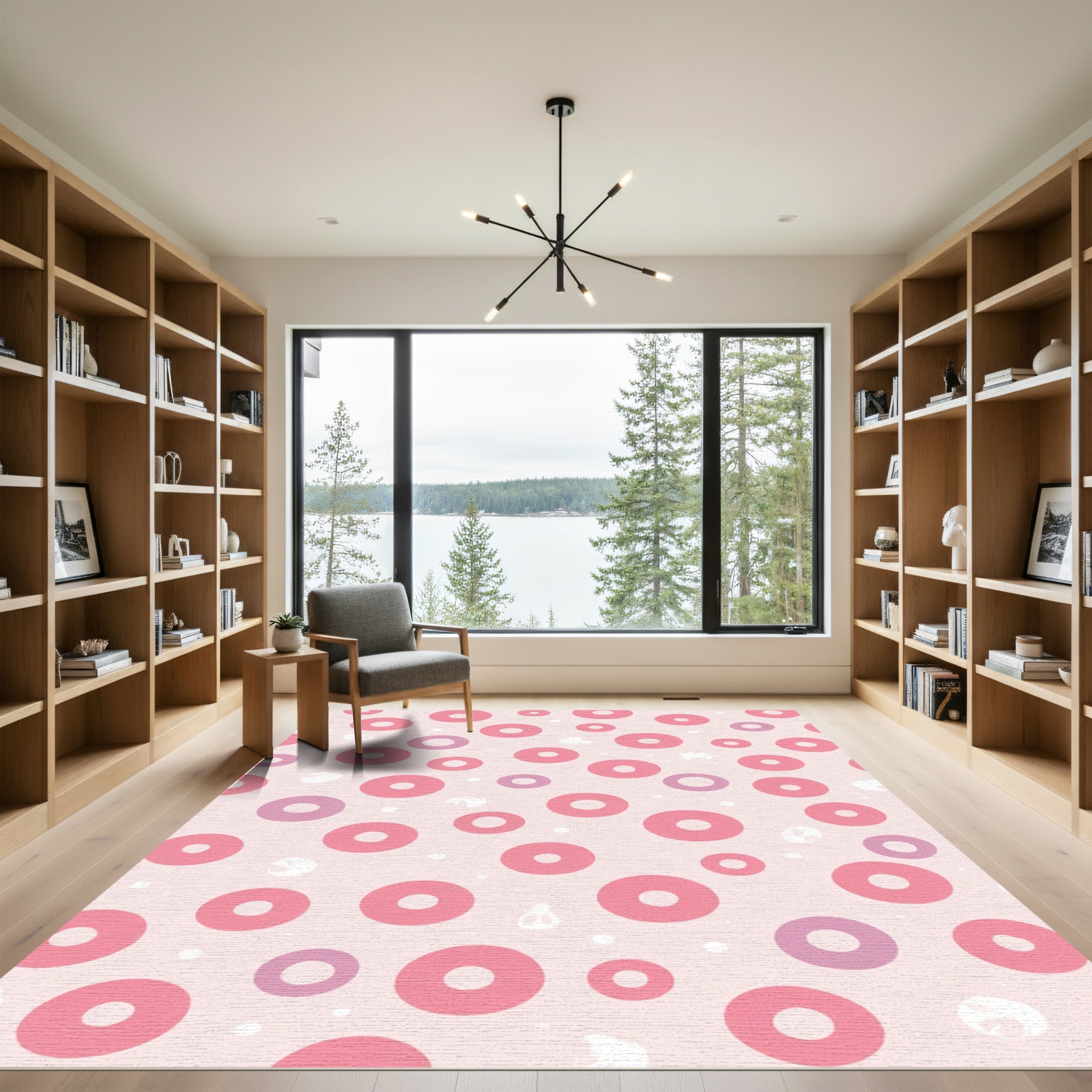 Pink Purple Circles Scattered Composition Rug