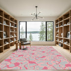 Pink Tendril Swirl Abstract Rug