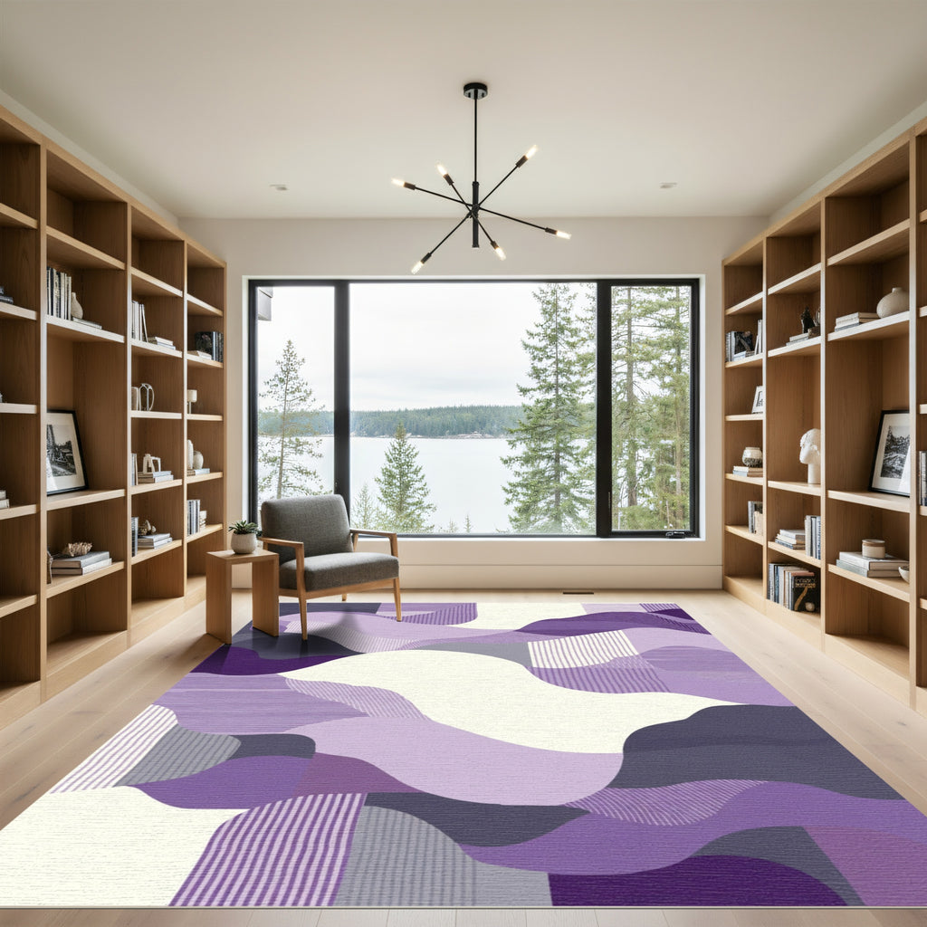 Abstract Purple Lavender Organic Shapes Rug