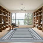 Modern Gray Striped Layered Rug