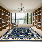 Gothic Bat Vine Illuminating Night Scroll Rug