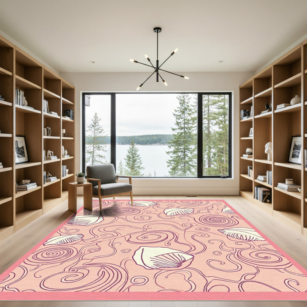 Pink Swirl Seashell Graphic Repeat Rug