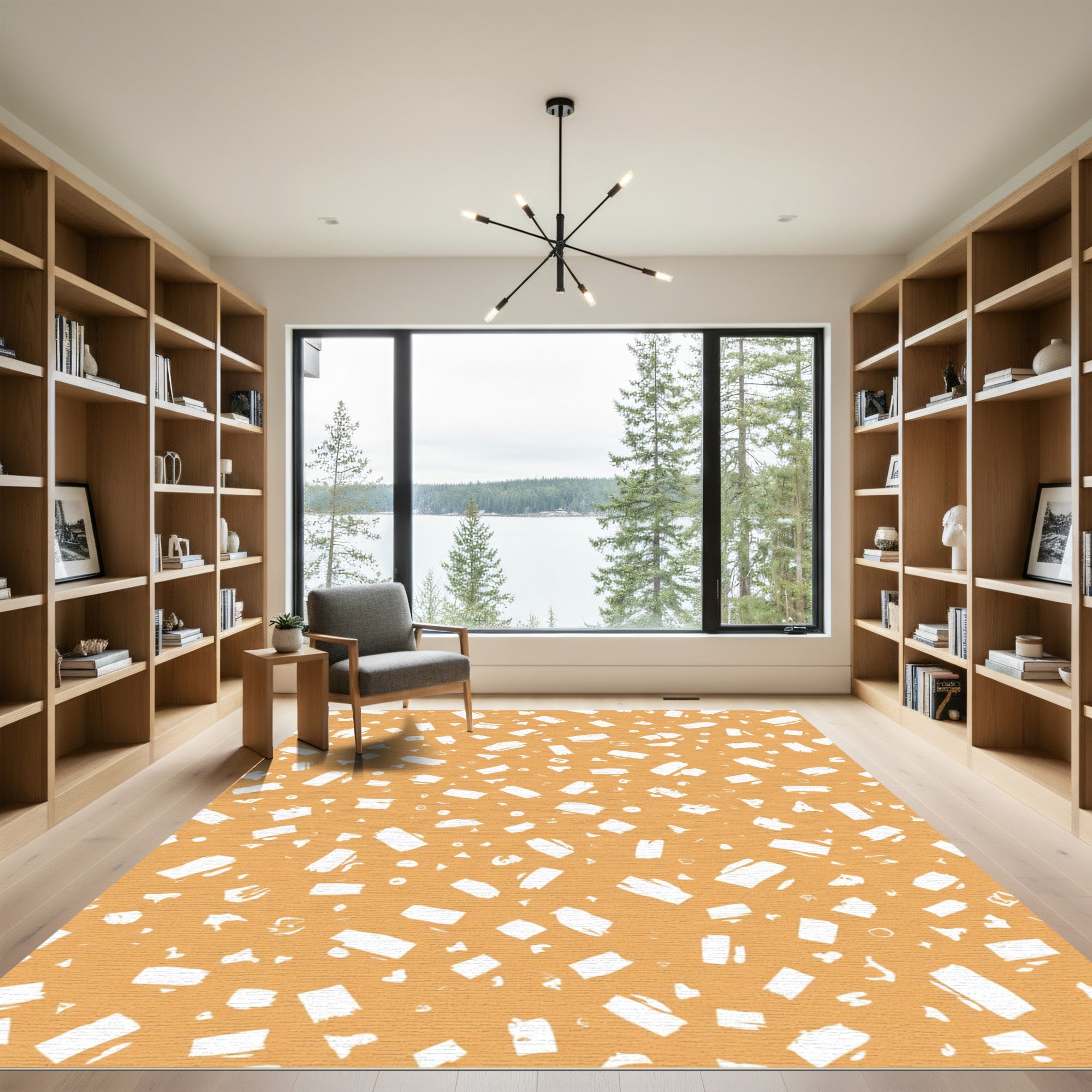 Terracotta White Speckled Brushstroke Rug