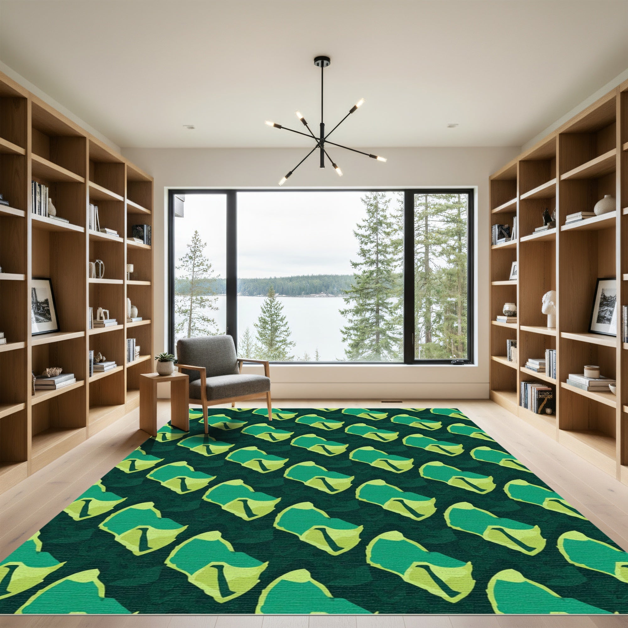 Emerald Abstract Organic Waves Rug
