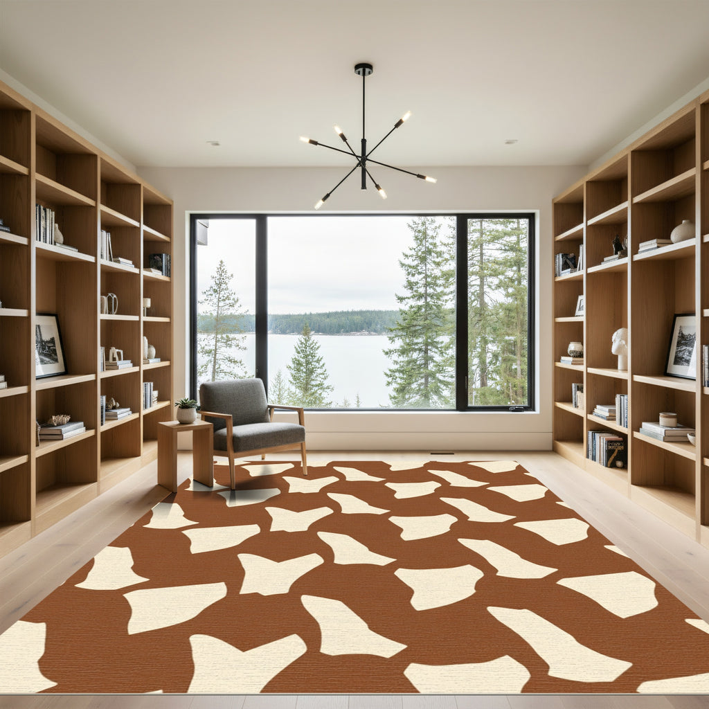 Brown Cream Irregular Spots Rug