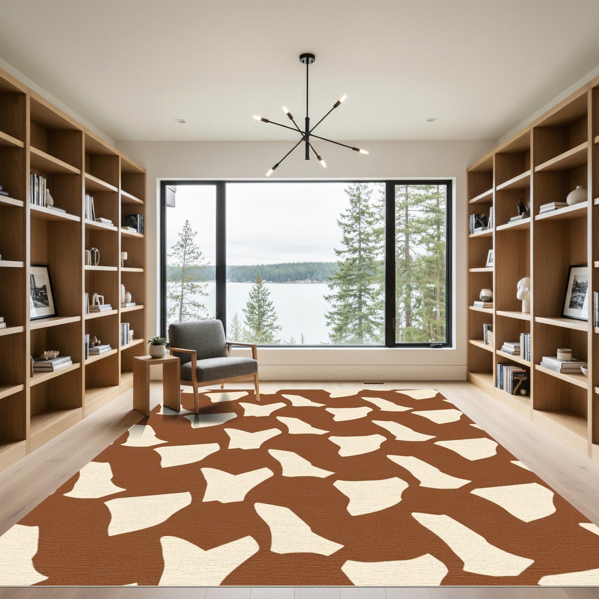 Brown Cream Irregular Spots Rug