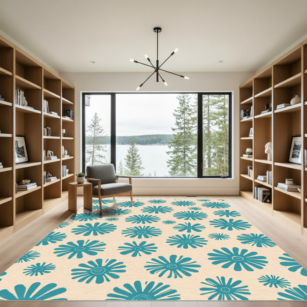 Teal Daisy Scatter Rug