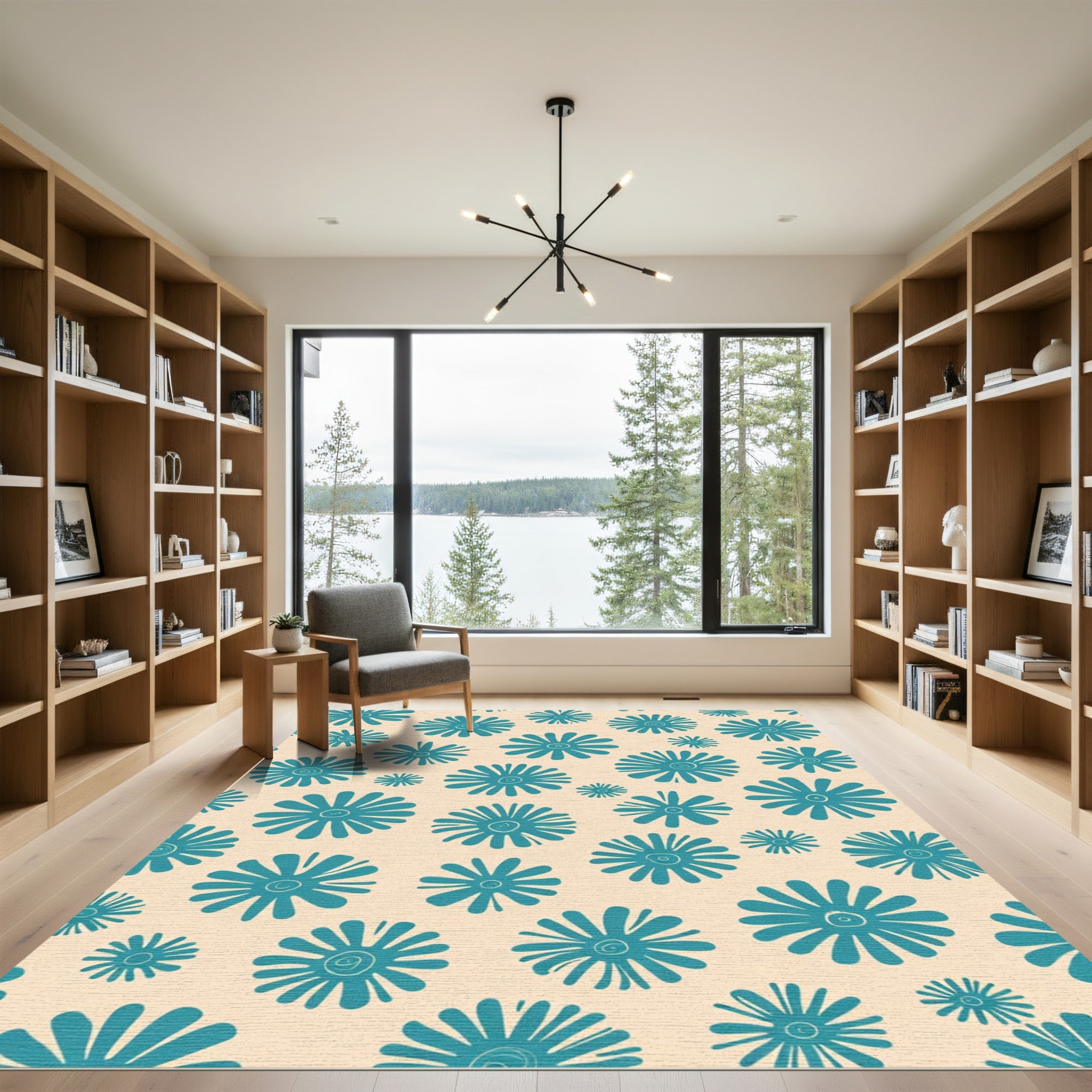 Teal Daisy Scatter Rug