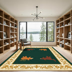 Green Bear Woodland Animal Border Rug