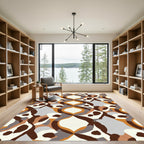 Modern Abstract Cream Brown Geometric Rug