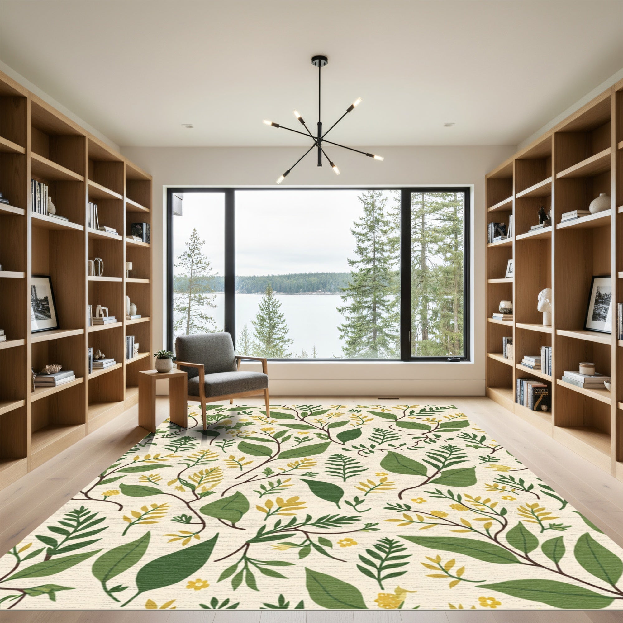 Botanical Branches Yellow Floral Rug
