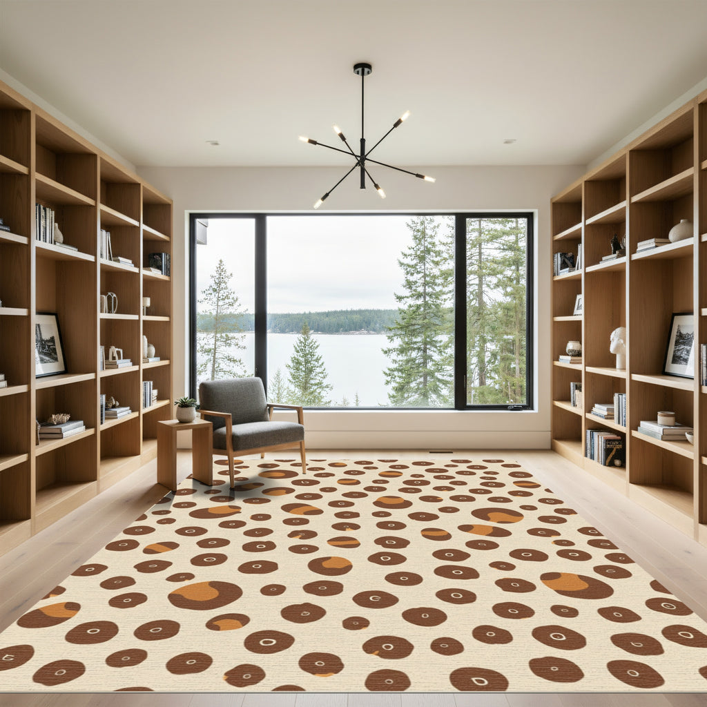 Brown Tan Spot Animal Print Rug