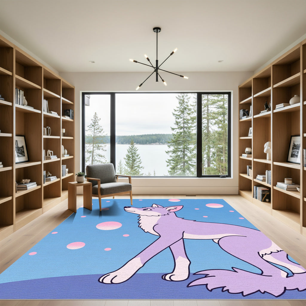 Lavender Fox Bubbles Blue Sky Rug