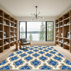 Royal Blue Ornate Quatrefoil Repeating Rug
