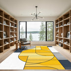 Abstract Yellow Gold Geometric Segments Rug