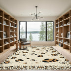 Cream Leopard Spot Border Rug