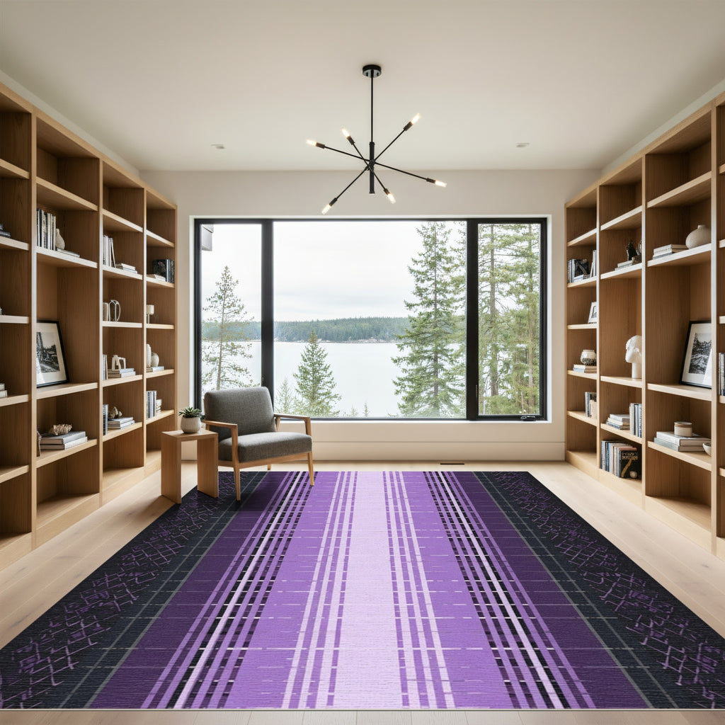 Gradient Purple Plaid Lattice Rug