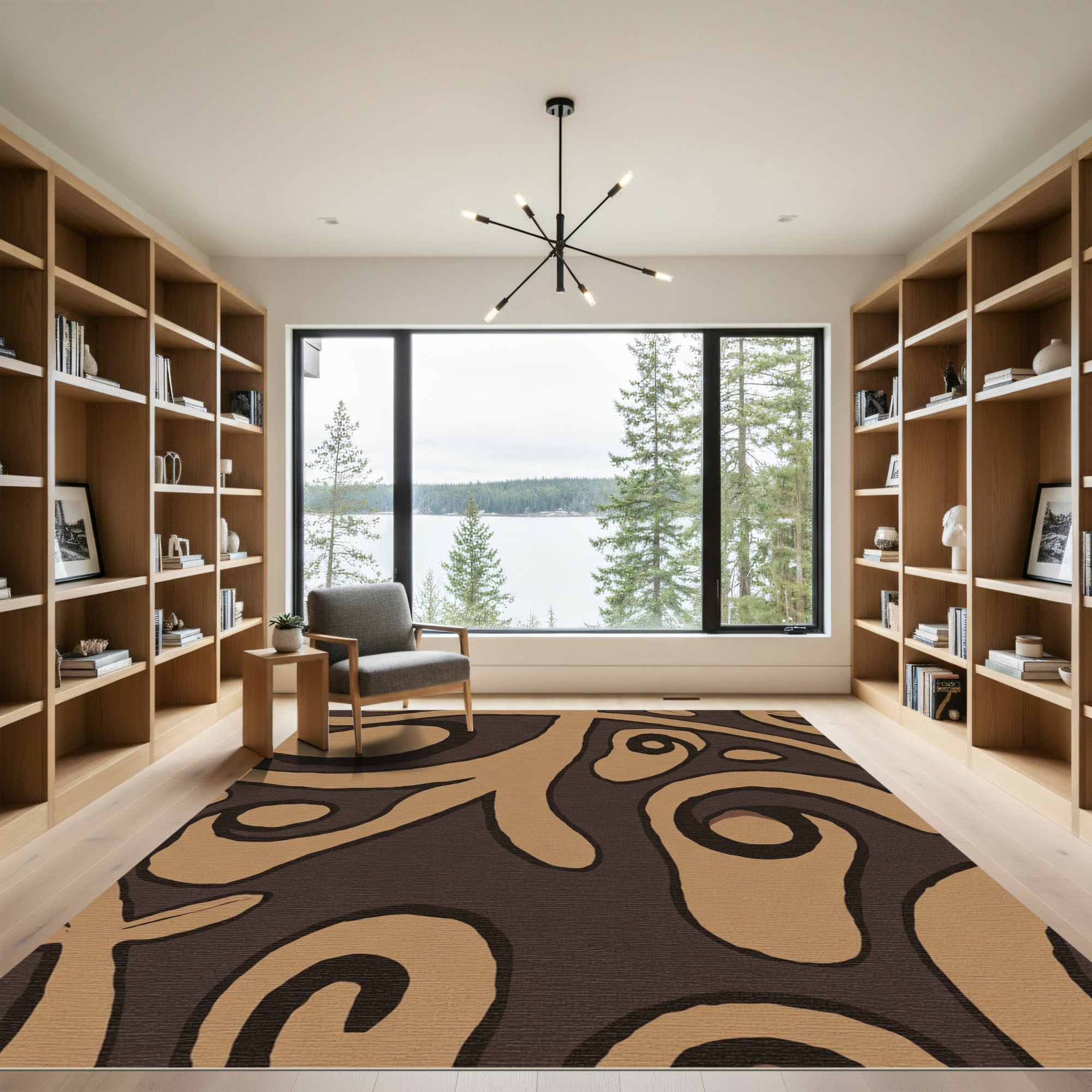 Earthy Abstract Swirl Organic Rug