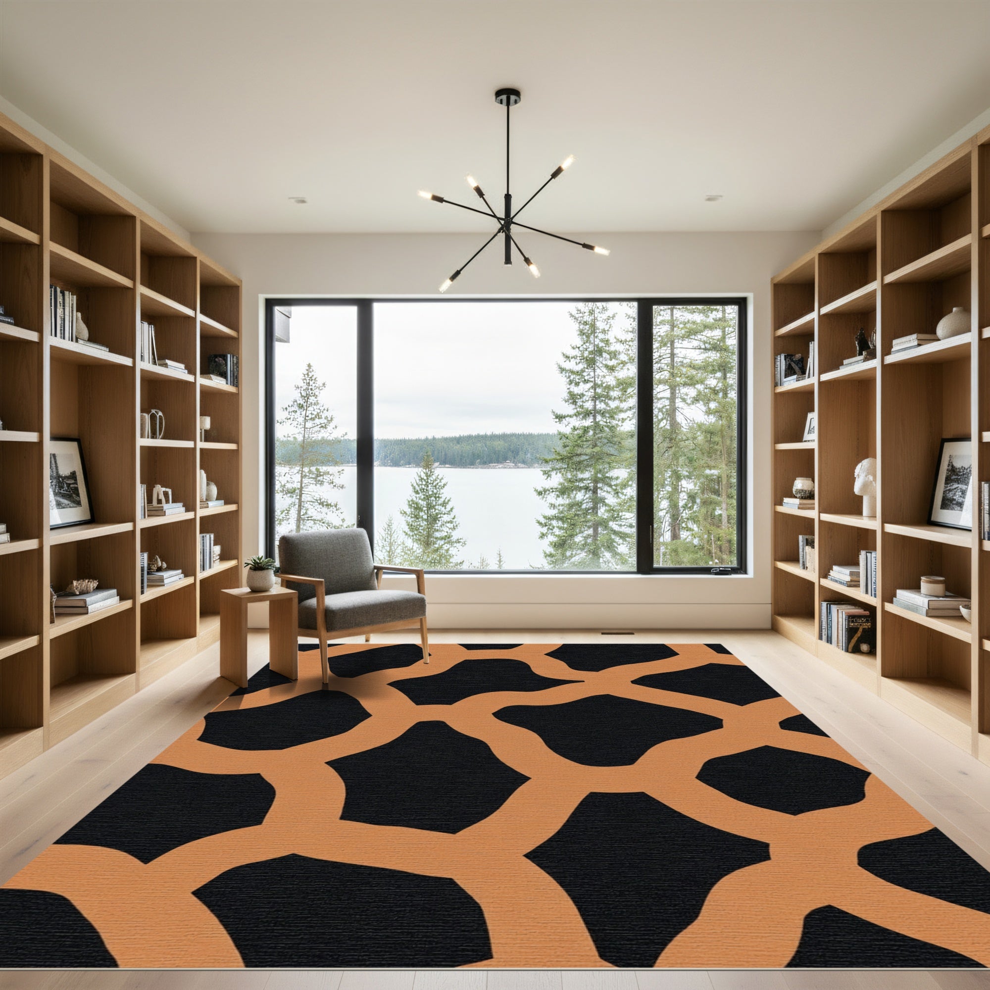 Terracotta Abstract Organic Links Rug