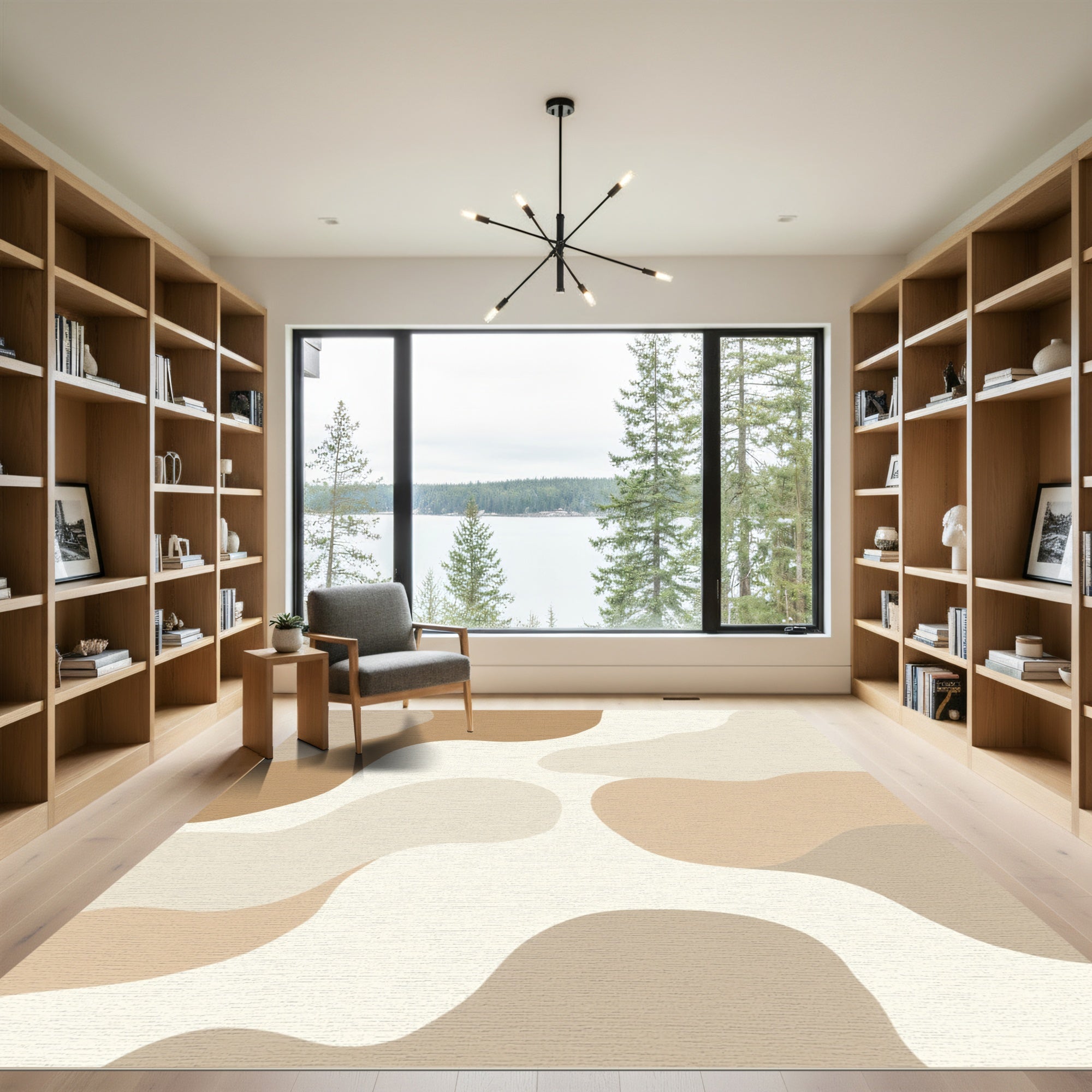 Earthy Toned Fluid Abstract Shapes Rug