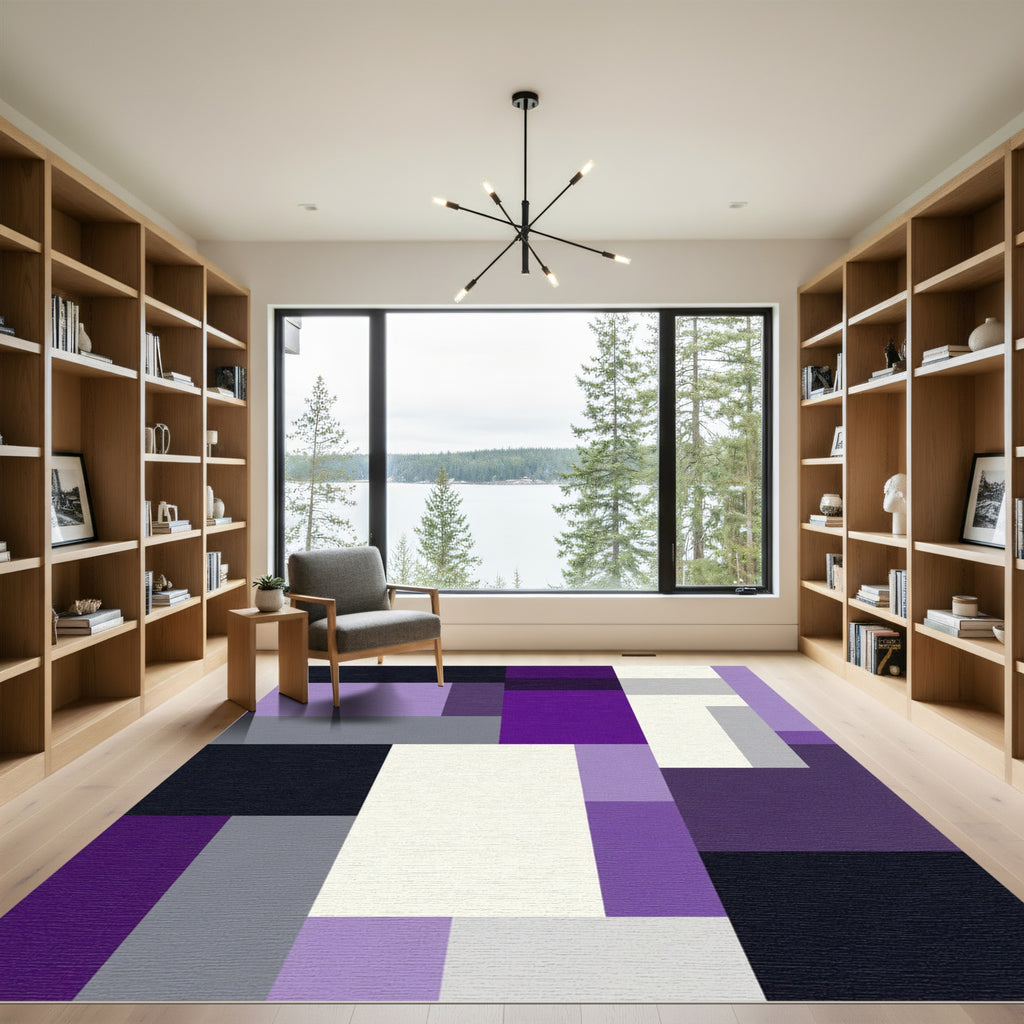 Amethyst Modern Rectangular Blocks Rug