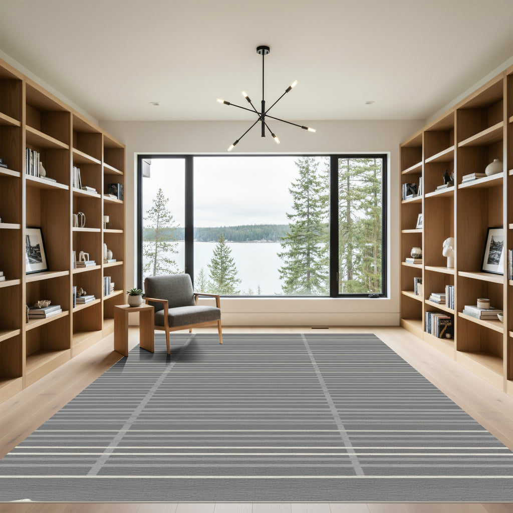 Modern Gray Subtle Stripe Rug